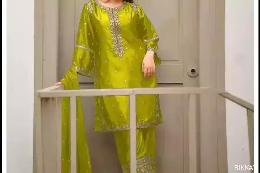 3-Piece Stitched Shamoz Silk Suit for Women with Embroidery