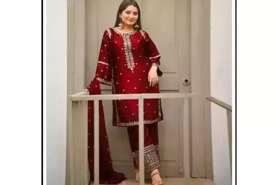 Luxurious 3-Piece Stitched Shamoz Silk Suit for Women with Embroidery
