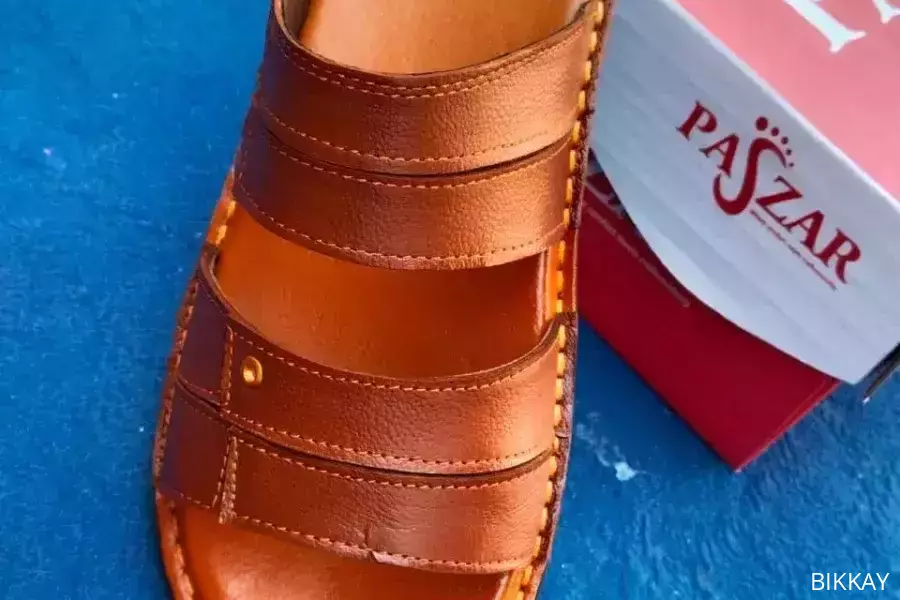 Men’s Open-Toe Leather Sandals – Mustard | Breathable & Durable
