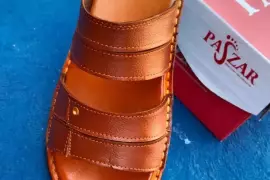 Men’s Open-Toe Leather Sandals – Mustard | Breathable & Durable