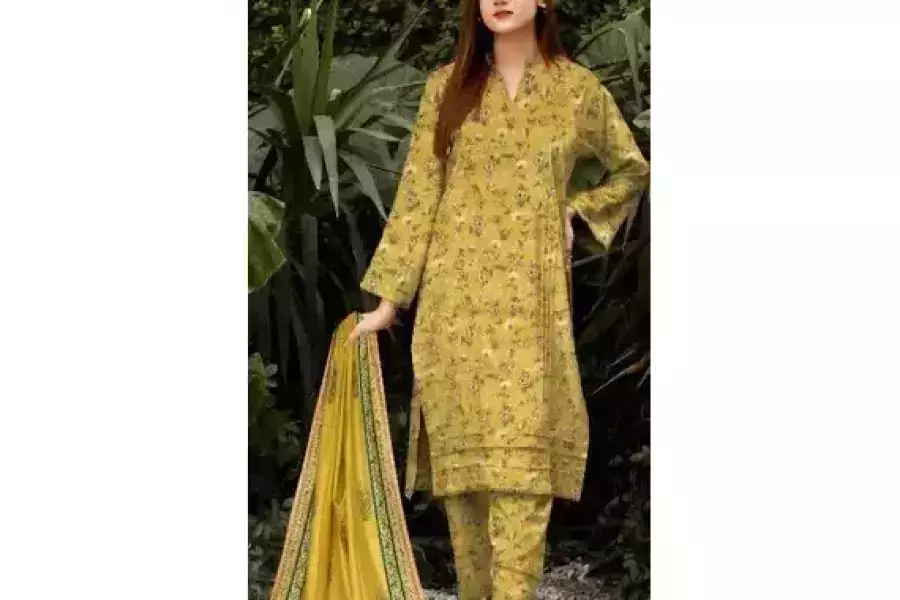 Amna.B 3-Piece Women's Unstitched Khaddar Suit – Classic Printed Design for Modern