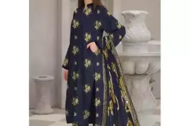 Trendy Amna.B 3-Piece Unstitched Khaddar Printed Suit for Women – Elegant & Fashionable