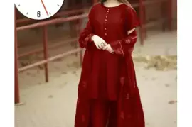 Elegant Trio: Stunning 3-Piece Women's Embroidered Gown Suit