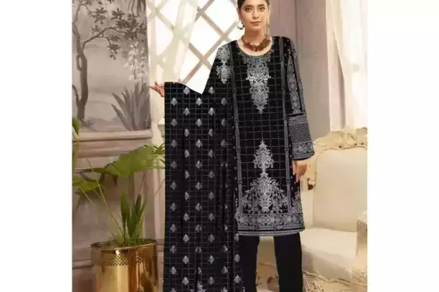 Buy Amna.B 3 Pcs Women's Lawn Printed Suit – Premium Quality Unstitched Fabric