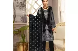 Buy Amna.B 3 Pcs Women's Lawn Printed Suit – Premium Quality Unstitched Fabric