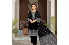Elegant Amna.B Women's 3 Pcs Unstitched Lawn Printed Suit – Trendy & Comfortable