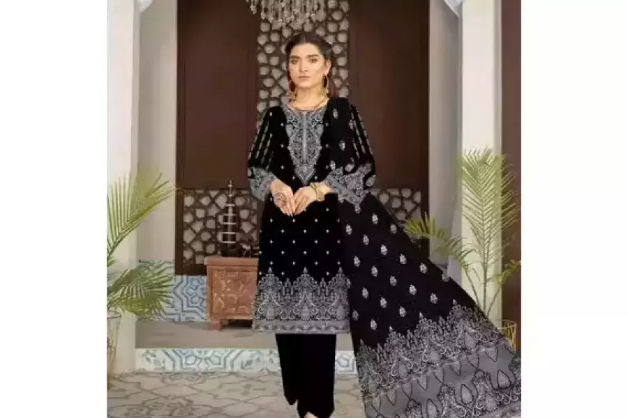 Elegant Amna.B Women's 3 Pcs Unstitched Lawn Printed Suit – Trendy & Comfortable