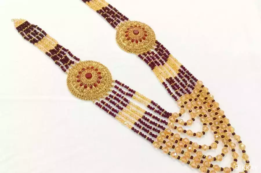 Maroon Multi Layered Mala - 1 Pc Casting Jewelry / Free Shipping
