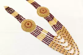 Maroon Multi Layered Mala - 1 Pc Casting Jewelry / Free Shipping