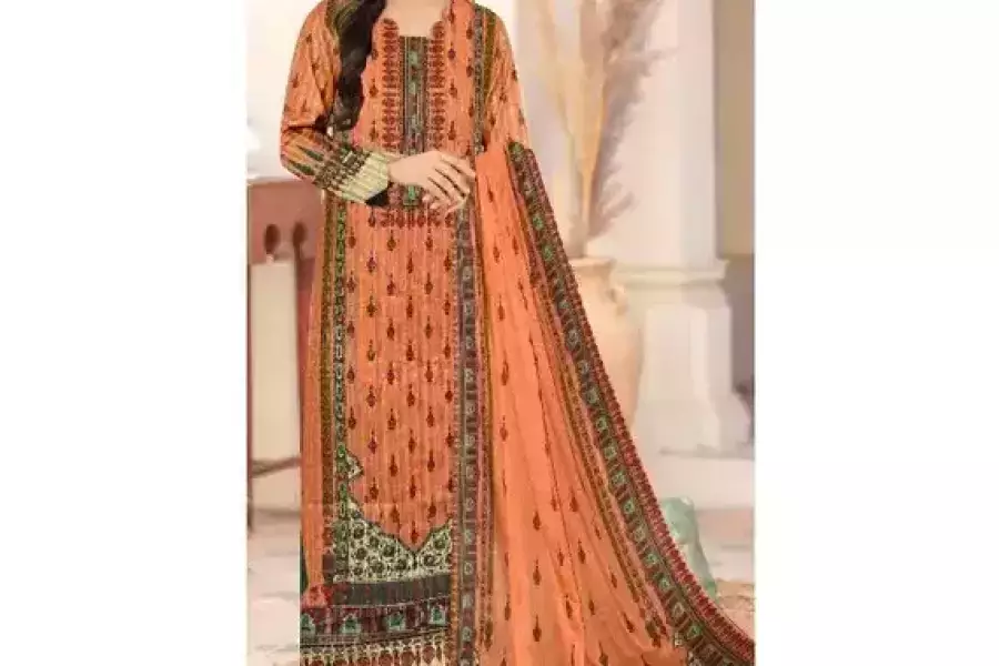 Stylish Amna.B Women's 3-Piece Unstitched Lawn Printed Suit – Elegant & Comfortable, Pakistan, دولار 14