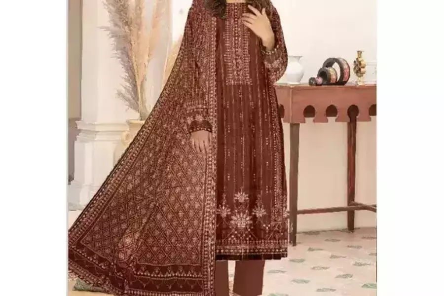 Amna.B Women's Unstitched Lawn Suit – 3-Piece Set with Beautiful Prints, Pakistan, دولار 14