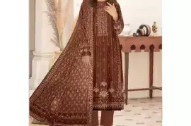 Amna.B Women's Unstitched Lawn Suit – 3-Piece Set with Beautiful Prints, Pakistan, دولار 14
