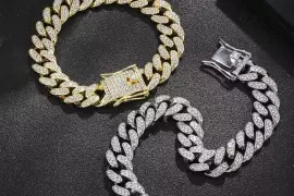 Unique Adjustable Gold & Silver Plated Rhinestone Chain Bracelet - 1 Pc Modern Design / Free Shipping