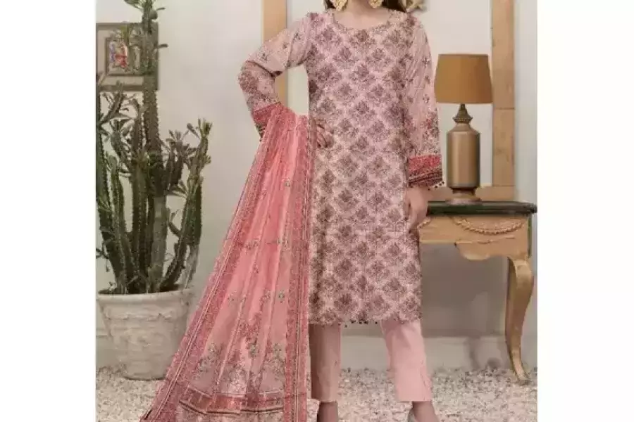Shop Amna B-Andaleeb 3 Pcs Women's Lawn Suit - Premium Unstitched Printed Design, Pakistan, $ 15