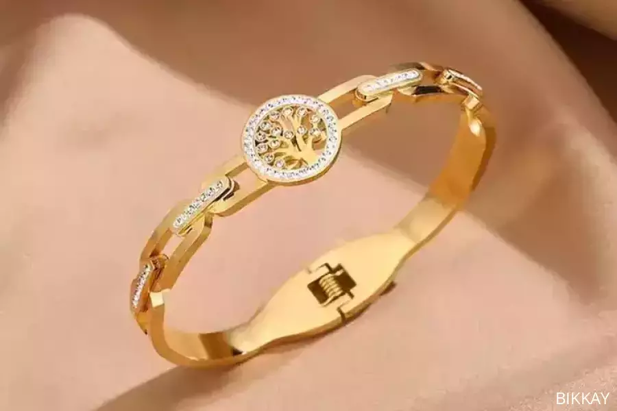1 Pc Turkish Design Gold Plated Crystal Kara Bangle / Free Shipping