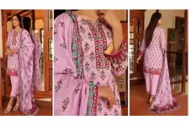 Amna B Bronze Women's Lawn Suit - 3 Pcs Unstitched Set with Gorgeous Printed Design, Pakistan, $ 13