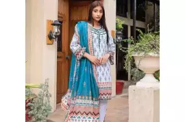 Amna. B Women's Lawn Printed Suit 3 Pcs – Unstitched Bronze Elegance, Pakistan, $ 13