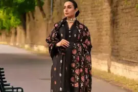 Elegant Fiza Noor Nooriya Unstitched Silk Karandi Suit – 3 Pieces with Embroidery, Pakistan, $ 38