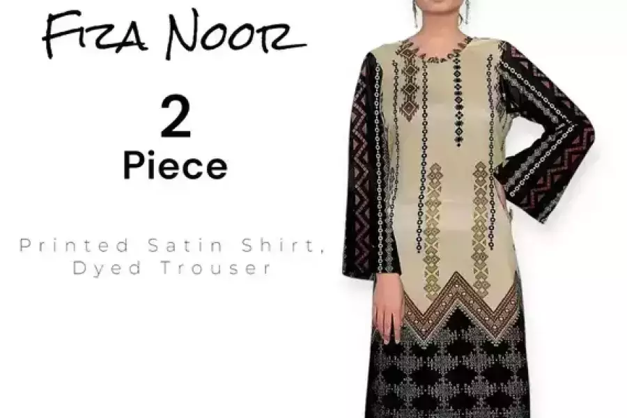 Fiza Noor Unstitched Suit Set – Trendy 2-Piece Digital Print Design, Pakistan, $ 9