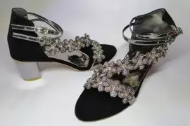 Shiny Women’s Heels with Rhinestones – Perfect for Weddings & Festive Wear