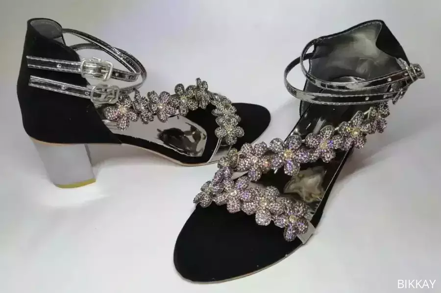 Shiny Women’s Heels with Rhinestones – Perfect for Weddings & Festive Wear
