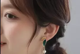 Gold Plated Pearl Earrings // Freee Shipping