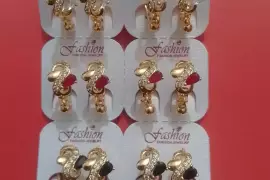 Beaded Design Antique Plated Artificial Stones Earrings / Free Shipping