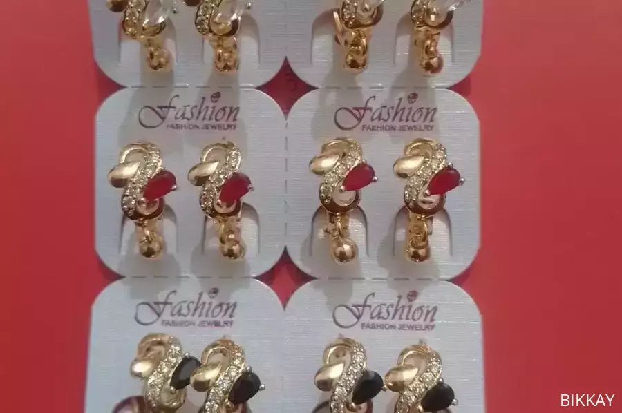 Beaded Design Antique Plated Artificial Stones Earrings / Free Shipping