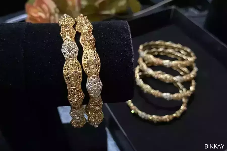 6 Pcs Indian Design Gold Plated Kara Bangle - Free Shipping