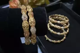 6 Pcs Indian Design Gold Plated Kara Bangle - Free Shipping