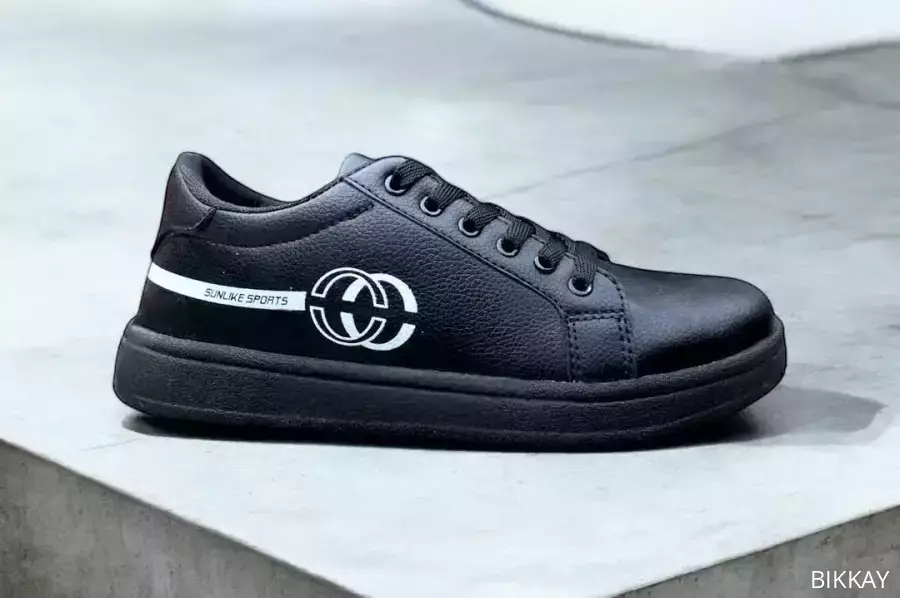 Stylish Men's Black Sneakers | Casual Synthetic Leather Footwear