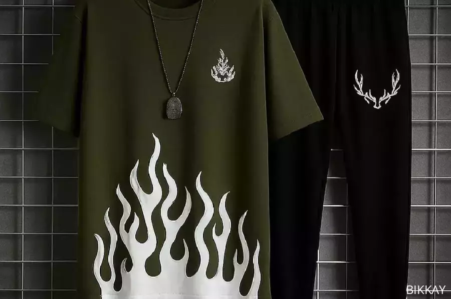 Men's Cotton Jersey Graphic Sublimation Track Suit - 2 Pcs in Green