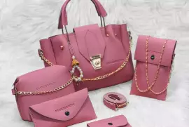 5 Pcs Women's PU Leather Plain Hand Bag Set, Pakistan, PKR 2,400