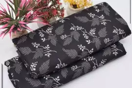 Unstitched Black Printed Polo Cotton Suit – Stylish 2-Piece Outfit, Pakistan, PKR 1,150