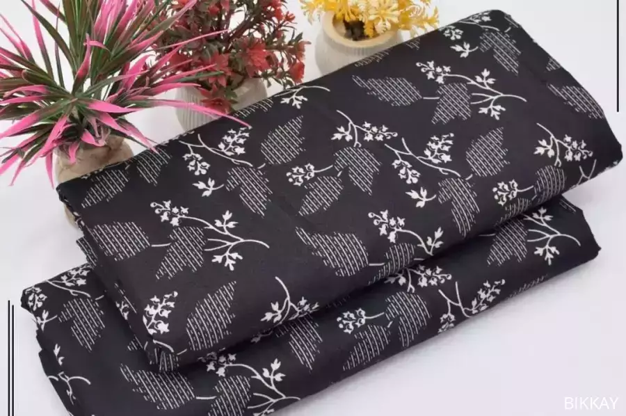 Unstitched Black Printed Polo Cotton Suit – Stylish 2-Piece Outfit, Pakistan, روبية باكستانية 1,150