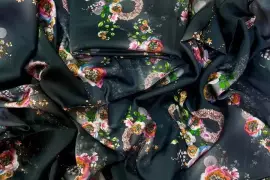 Luxury Blue Silk 2-Piece Suit with Digital Print – Unstitched Elegance, Pakistan, PKR 1,680