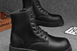 2024 Men's Black Boots - Casual High-Top with Zipper, Waterproof Faux Leather, Stylish Streetwear for All Seasons, Jhelum