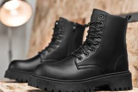 2024 Men's Black Boots - Casual High-Top with Zipper, Waterproof Faux Leather, Stylish Streetwear for All Seasons, Jhelum