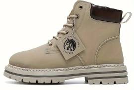 Zhenyuezu Men's High-Top Boots - Versatile Casual Style, Lace-Up, Durable Faux Leather & EVA Insole for All Seasons, Jhelum