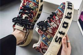 Men's Fashionable Ethnic Geometric Pattern Sneakers - Comfortable, Non-Slip Thick Sole Casual Shoes, Jhelum