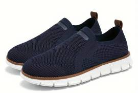 Plus Size Men's Solid Slip On Sock Shoes, Comfy Non Slip Casual Soft Sole Sneakers For Men's Outdoor Activities, Jhelum