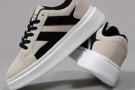 Men's Casual Athletic Sneakers - Comfortable Low-Top Skate Shoes with Geometric Design, Breathable Microfiber Faux Leather for All Seasons, Jhelum