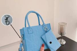 Chic Women's Felt Tote Bag - Versatile & Stylish, Adjustable Strap, No-Lining, Solid Color in Sky Blue/Orange/Pink, Jhelum