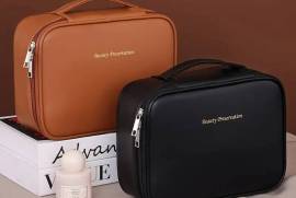 1pc Faux Leather Cosmetic Bag, Multi-Layer, Large Capacity, Detachable, Unscented, with Brush Holder, for Travel & Beauty Storage, Lahore